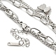 304 Stainless Steel Curb & Paperclip Chains Double Layer Multi-strand Bracelets BJEW-D030-17P-3