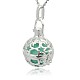 Silver Color Plated Brass Hollow Round Cage Pendants KK-J226-09S-2