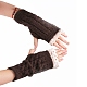 アクリル繊維糸編み指なし手袋  女性用親指穴付きレースエッジ冬用暖かい手袋  ココナッツブラウン  190x75mm COHT-PW0002-05E-1