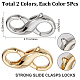 CREATCABIN 10Pcs 2 Colors Double Lobster Claw Clasps Necklace Extender Clasps 18K Gold Plated & Platinum Brass Closures Opening Claw Clasp Connector for DIY Jewelry Making Women Accessories 18 x 10cm KK-CN0002-03-2