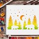 Fingerinspire森のクマのステンシルテンプレート8.3x11.7インチのプラスチック製のクマの月の描画絵画のステンシル長方形の松の木木に描くための再利用可能なステンシル  床  壁とタイル DIY-WH0202-139-6