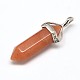 Natural Red Aventurine Double Terminated Pointed Pendants G-J261-B05-1