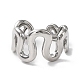 Rack Plating Brass Twist Wave Open Cuff Rings for Women RJEW-Q777-07P-2