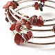 Bracelets enveloppants en perles de jaspe rouge naturel à 5 boucle pour femme BJEW-JB01517-04-4