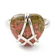 Bague ajustable en forme de cœur avec pierres précieuses RJEW-G256-02P-3