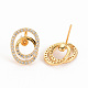 Brass Micro Pave Clear Cubic Zirconia Stud Earring Findings KK-S240-240-NF-2