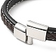 Cowhide Braided Flat Cord Bracelet with 304 Stainless Steel Magnetic Clasps BJEW-H552-01P-03-3