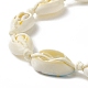 Natürliche geflochtene Perlen-Fußkettchen aus Kaurimuscheln für Frauen AJEW-AN00527-03-5