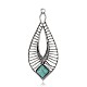 Teardrop Antique Silver Plated Alloy Synthetic Turquoise Big Pendants PALLOY-J595-01AS-1