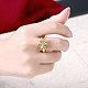 Trendy Gold Plated Dragonfly Brass Cubic Zirconia Finger Rings RJEW-BB01644-6G-5