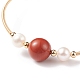 Bracciale rigido con perline rotonde in diaspro rosso naturale e perle BJEW-JB08464-05-4