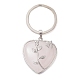 Llaveros con colgante de corazón de latón y cuarzo rosa natural KEYC-JKC00658-02-1