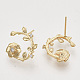 Brass Micro Pave Clear Cubic Zirconia Stud Earring Findings X-EJEW-T007-13G-NF-2