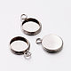 Flat Round 304 Stainless Steel Charm Settings STAS-E079-04-1