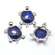Tortoise Platinum Plated Brass Dyed & Heated Natural Lapis Lazuli Pendants G-F228-25B-RS-1
