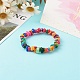 Bracelets extensibles en perles de coquillage teintées naturelles pour enfants BJEW-JB06395-01-2