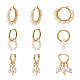 Kissitty 3 pares 3 estilos pendientes de aro con cuentas de perlas naturales para niñas mujeres EJEW-KS0001-02-2