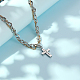Zweifarbige Kreuzanhänger-Halskette aus Edelstahl mit getupften Ketten QS5537-3