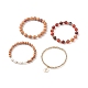 Set di braccialetti elasticizzati con perline in legno naturale e perle e agata in stile 4 pz BJEW-JB08819-4
