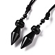 Gemstone Bullet Pendant Necklace with Nylon Cord for Women G-A210-03-2