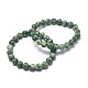 Natural Green Spot Jasper Bead Stretch Bracelets BJEW-K212-B-017-1