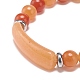 Bracelet extensible en perles d'aventurine rouge naturelle BJEW-JB08879-06-4