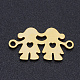 201ステンレス鋼リンクコネクター  女の子と女の子  ハート  ゴールドカラー  10x19x1mm  穴：1.5mm STAS-N090-T876-2-1
