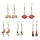 Boucles d'oreilles pendantes en alliage d'émail et d'argile polymère avec strass et perles EJEW-JE05355-1