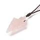Collier pendentif flèche en quartz rose naturel NJEW-C031-02G-4