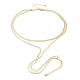 Brass Flat Snake Chains Double Layered Necklaces NJEW-P289-08G-2