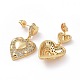Boucles d'oreilles pendantes en forme de cœur avec zircone cubique transparente EJEW-F304-07G-2