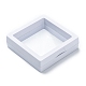 正方形の透明なpe薄膜サスペンションジュエリーディスプレイスタンド  紙外箱付き  リングネックレスブレスレットイヤリング収納用  ホワイト  7x7x2cm CON-D009-02A-01-3