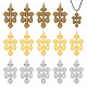 Nbeads 15 個 3 色合金ビッグペンダント  十字架とイエス模様のチャーム  ミックスカラー  55x34.5x5mm  穴：5.6mm FIND-NB0004-57-1