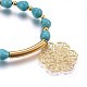 Synthetic Turquoise Stretch Charms Bracelets BJEW-O168-11G-3