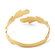 Ion Plating(IP) 304 Stainless Steel Feather Cuff Bangles BJEW-L682-025G-2
