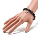 Bracelet extensible en perles rondes en obsidienne naturelle et pierres mélangées BJEW-JB07060-5