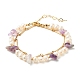 Natural Amethyst & Pearl Beads Double Layered Bracelet X1-BJEW-TA00025-01-1