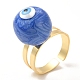 Кольцо-манжета круглая с эмалью и бисером сглаза RJEW-E069-03G-2