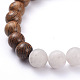 Braccialetti con ciondoli elasticizzati con perline di giada bianca naturale (tinta). BJEW-JB05275-01-3