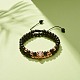 2pcs 2 bracelets de perles tressées en obsidienne naturelle et hématite synthétique serties de léopard en zircone cubique BJEW-JB08119-3