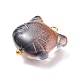 ガラスチャーム  金メッキ真鍮ボールヘッドピン付き  猫  ミックスカラー  15x14x6.5mm  穴：2mm PALLOY-JF01681-4