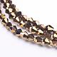 1 Strand Faceted Bicone Full Copper Plated Glass Beads Strands X-EGLA-J026-3mm-F16-2
