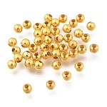 Perles séparateurs en fer, Plaqué longue durée, ronde, or, 4mm, Trou: 1.5mm