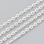 3.28 Feet 304 Stainless Steel Cable Chains, Soldered, Flat Oval, Silver, 3x2x0.5mm