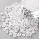 Perles de rocaille en verre, couleurs mates, ronde, blanc, 4mm, Trou: 1~1.5mm, environ 4500 pcs / livre