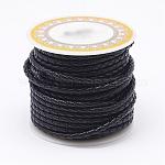 Cable trenzado de cuero de vaca, cuerda de cuero para pulseras, negro, 6mm, alrededor de 3.82 yarda (3.5 m) / rollo