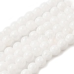 Malaysia naturale filamenti di perline giada, perline rotondo tinti, bianco, 10mm, Foro: 1 mm, circa 38pcs/filo, 15 pollice