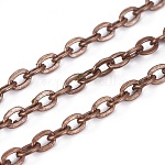 Iron Cable Chains, Unwelded, with Spool, Flat Oval, Cadmium Free & Nickel Free & Lead Free, Red Copper Color, 4.1x3x0.8mm, about 32.8 Feet(10m)/roll