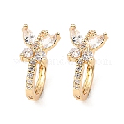 Серьги-кольца из латуни с микропаве из кубического циркония EJEW-D078-52KCG