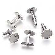Плоские круглые запонки из нержавеющей стали STAS-P207-08P-D